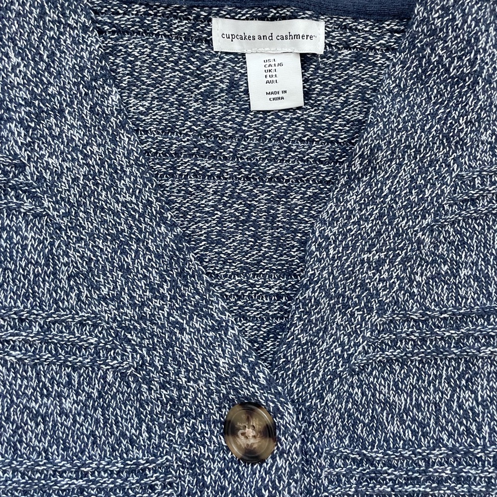 Blue Marled Knit Cardigan Button Front - Picture 4 of 6